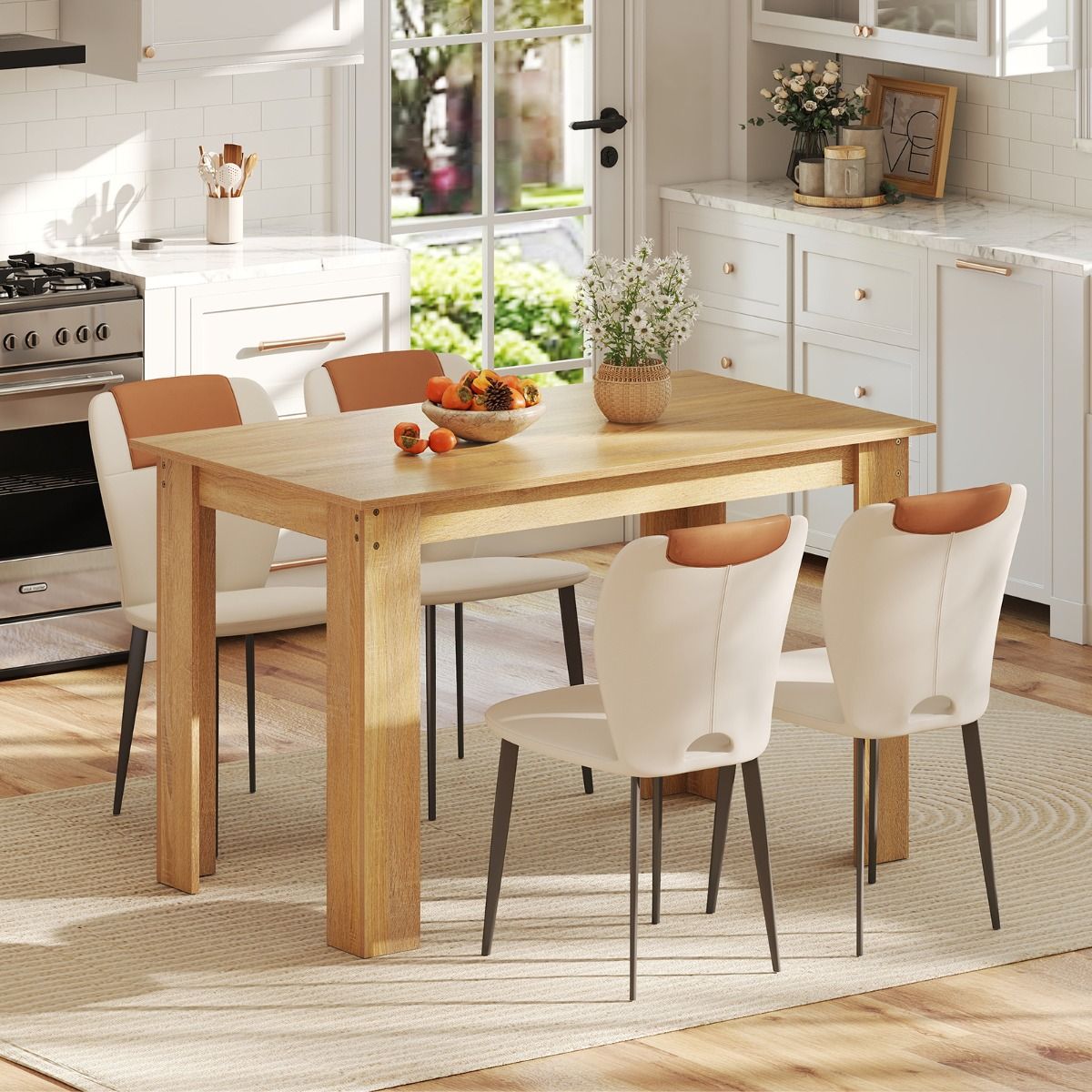 Table à manger Coast - rectangulaire - 4 à 6 personnes - bois - couleur naturelle - 120 x 70 x 75 cm