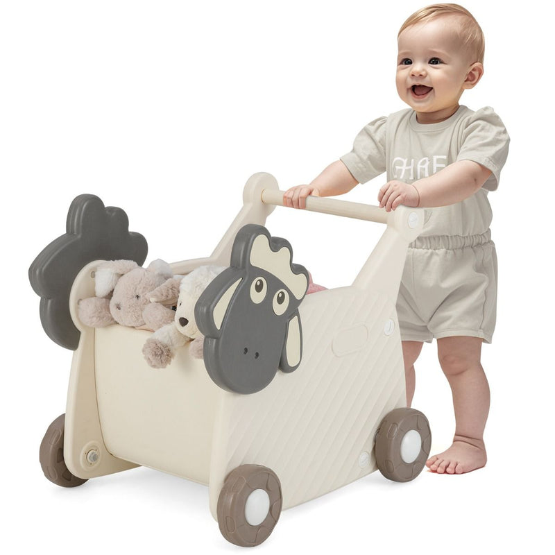 Chariot pour enfants Coast Schaap - Chariot de rangement et trotteur 2-en-1 - 18 litres - Beige et gris
