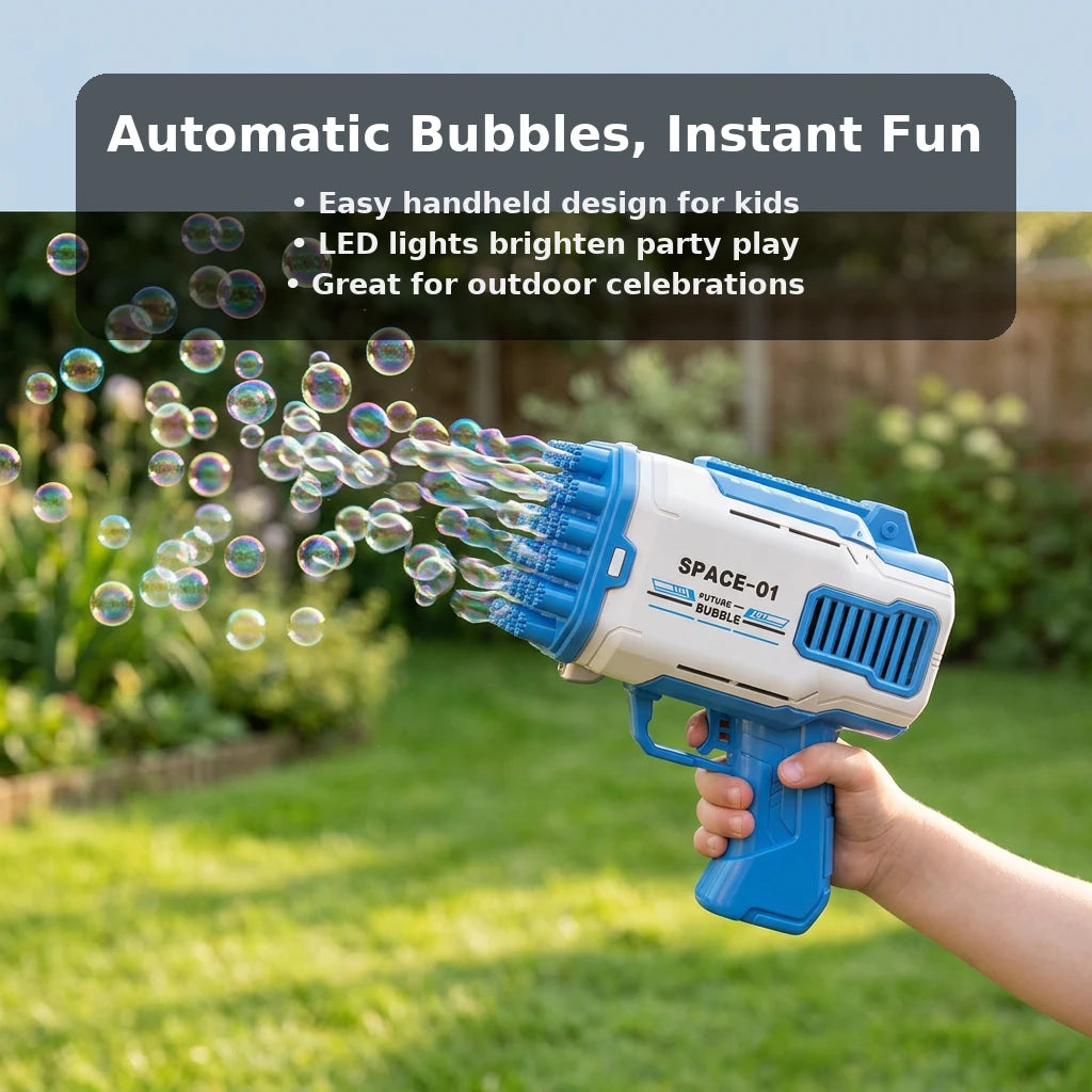 Portable - lance à bulles automatique et pratique - bleu et blanc - lance à bulles électrique