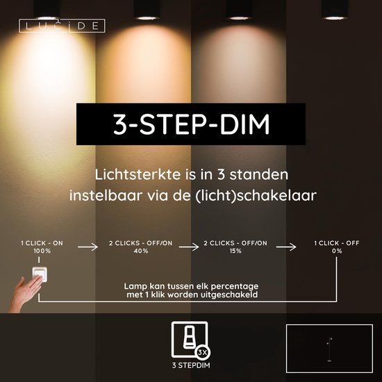Lucide SKANSKA - Lampadaire - LED 3 StepDim - 2x5 W 3000 K - Noir