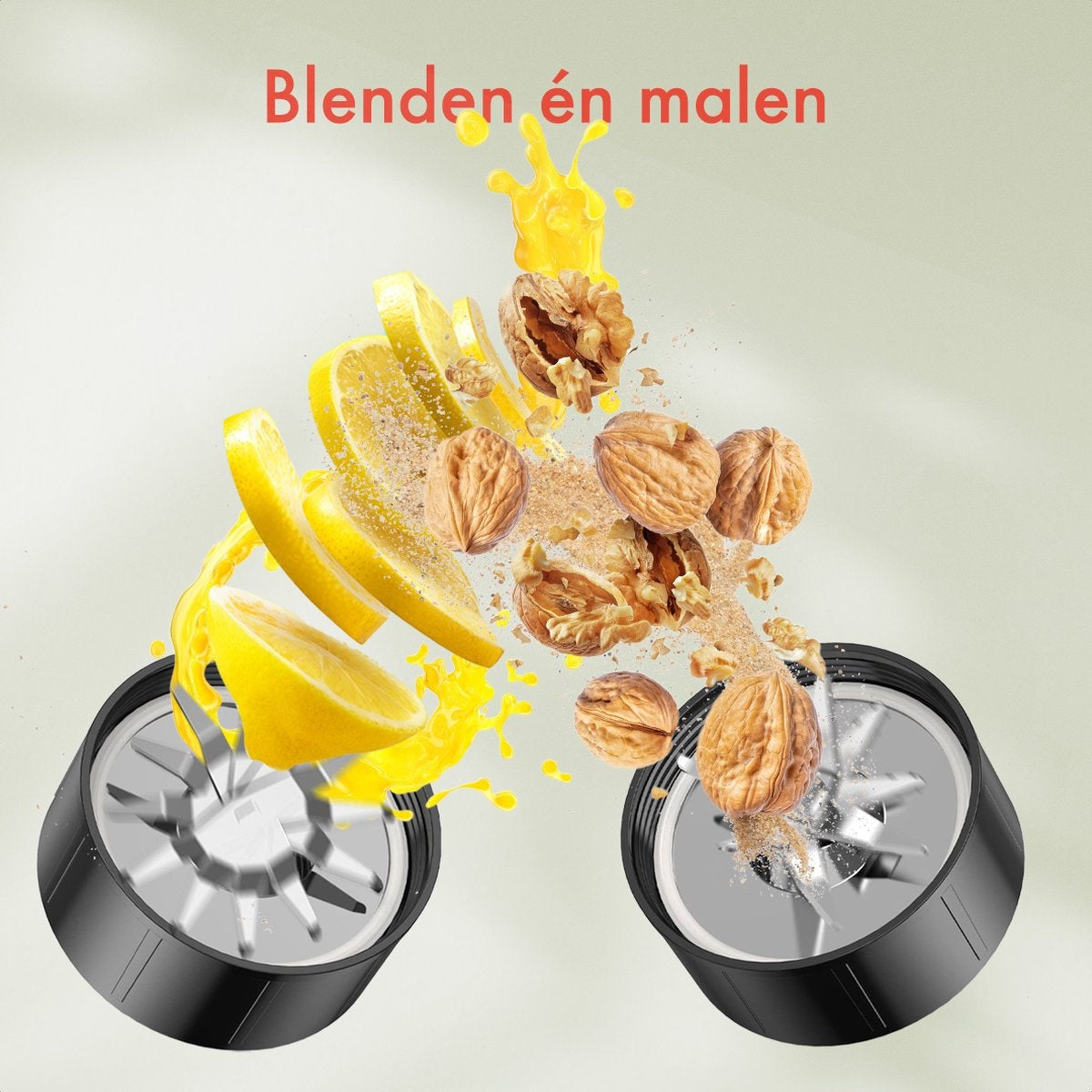 Blender - KitchenBrothers - 2-en-1 - 350 W - 4 tasses 600 ml/300 ml - Smoothie  - Mini Blender - Noir