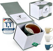 Neighbour's Friend Tasse à thé brevetée grise Boîte cadeau I Tasse en céramique grande 325ml I Tasse à thé en faïence I Tasse en céramique pour le thé I Tasses à thé lavables au lave-vaisselle I Design moderne pour les buveurs de thé