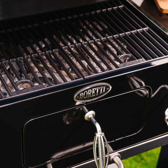 Barbecue au charbon de bois Boretti Carbone 2.0 - Grille à charbon réglable - Grilles en fonte - Noir