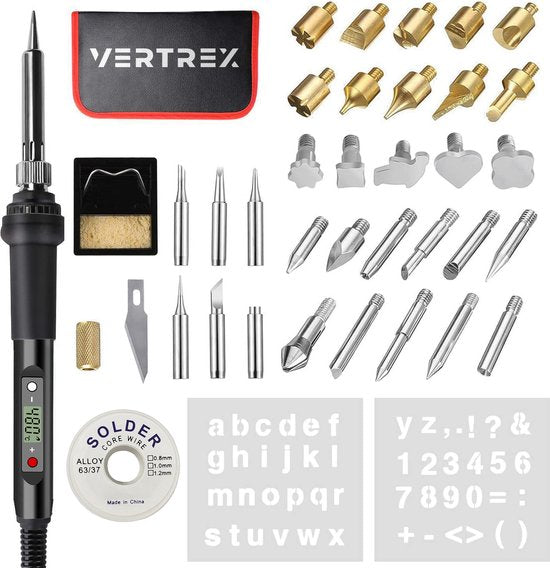 Vertrex 2-in-1 Soldering Iron and Wood Burner Set - 40-piece - Pyrography - Soldering tin - Soldering station - Soldering set