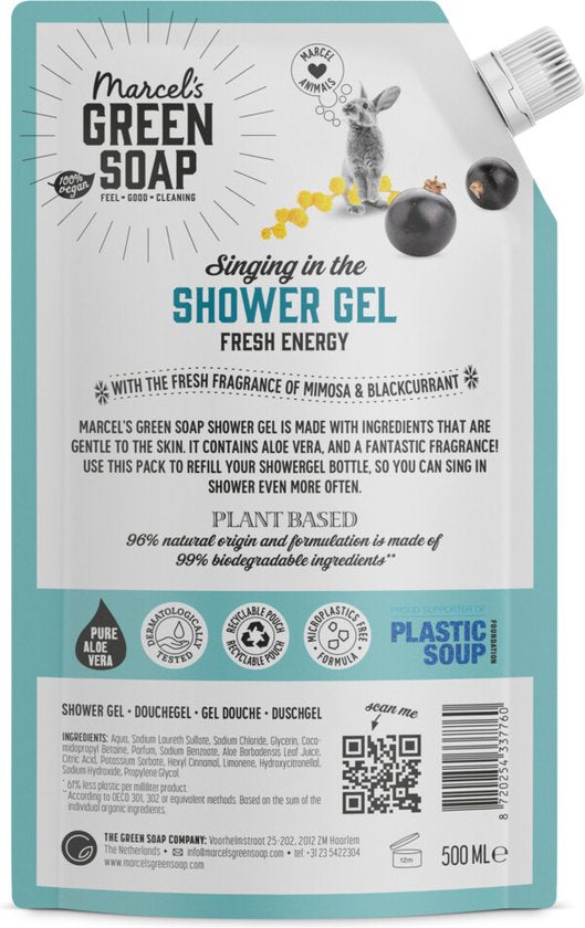 Recharge de gel douche Marcel's Green Soap Mimosa & Cassis 500 ml