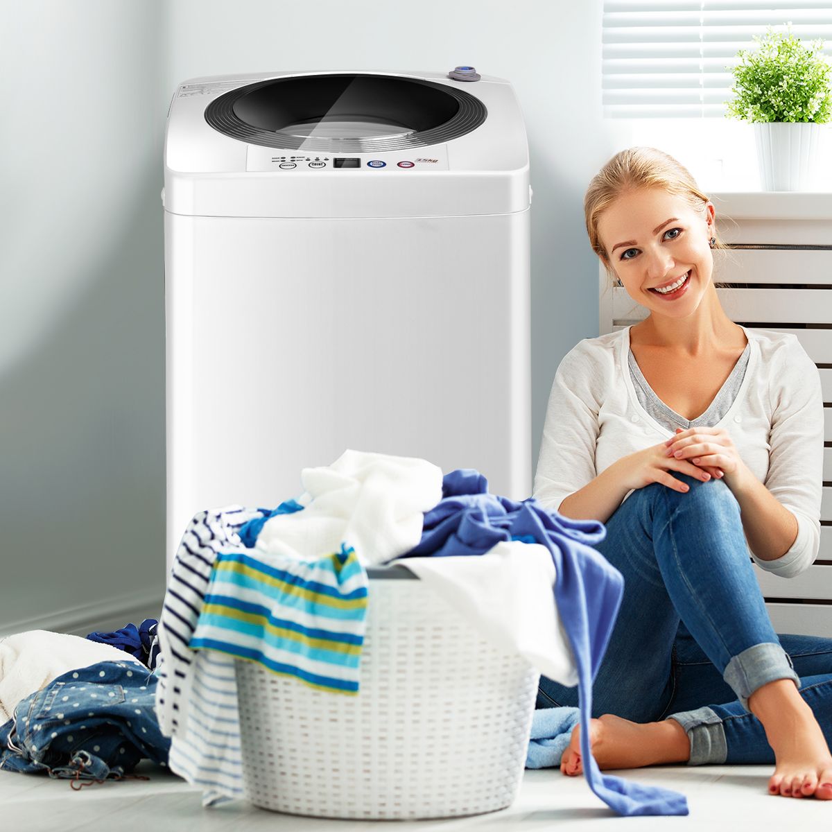 Lave-linge entièrement automatique Coast - 2 en 1 : lavage et essorage - compact - blanc