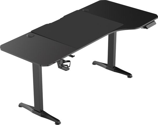 VDD Gaming - Bureau - Bureau gaming - Bureau assis-debout - Réglable en hauteur électriquement - Bureau assis-debout - Bureau gaming - Bureau gaming - Table d'ordinateur - 160 x 75 cm - Noir - Hauteur maximale 117 cm