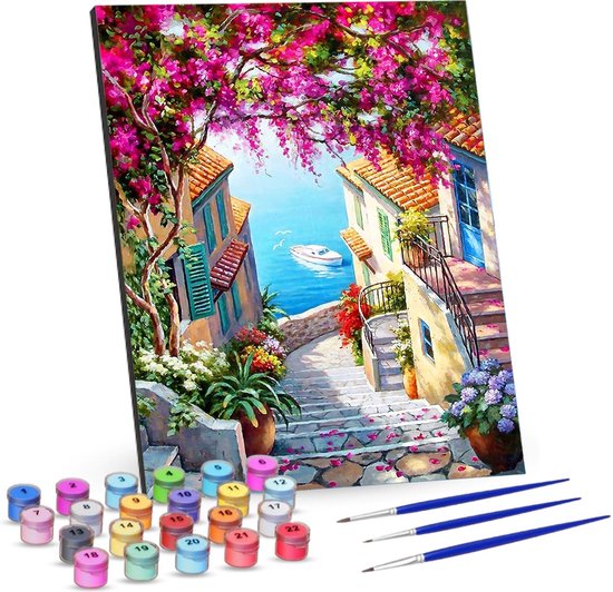 Rubye® Painting By Number Adults - Seascape - Pinceaux inclus - Toile Peinture sur toile sans cadre - Colour by Number - 40x50cm