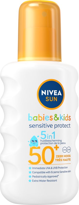NIVEA SUN Babies & Kids Sensitive UV Sun Protection Spray - Bébé et enfant - SPF 50 - Spray solaire - Protection solaire - 200ml