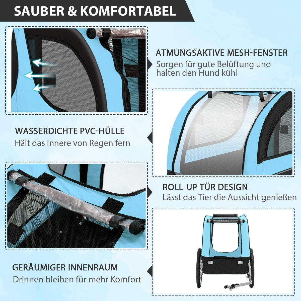 Coast Dog Trailers for bikes remorque en PET pour vélo 40 kg résiliente bleue