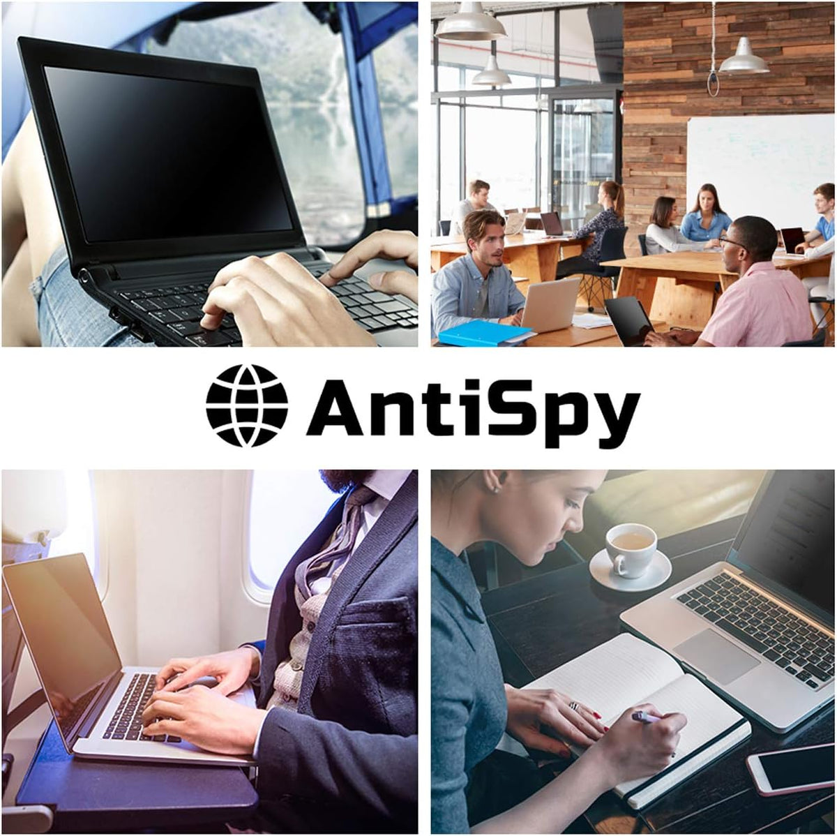 AntiSpy 11.6" Laptop Privacy Film - Grey, Robust and Reusable, Quick Attachment, Full Ink View Protection