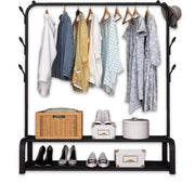Brixy Rack à vêtements - Rack à penderies - 102x34x152cm - Rack à vêtements et à chaussures - Industriel - Métal - Noir
