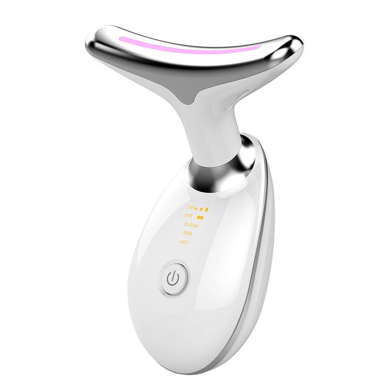 Appareil de massage pour la nuque Sunluxy ES-1081 – Micro-courant EMS, lumière LED 7 couleurs et fonction chauffante à 45 °C – Soins du visage et de la nuque – 16,2 x 13,2 x 5,8 cm