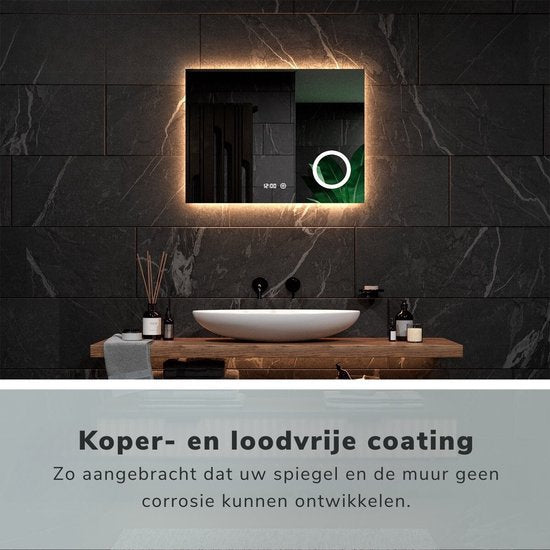 Mirlux Miroir de salle de bain avec éclairage LED et chauffage - Miroir mural rectangulaire - Miroir de douche anti-condensation - 120x80CM