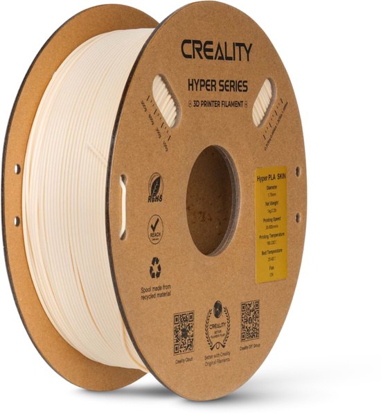 Filament pour imprimante 3D Creality Hyper PLA 1,75 mm - Universel - 1 kg - Impression rapide jusqu'à 600 mm/s - Enroulé sans nœuds - Beige