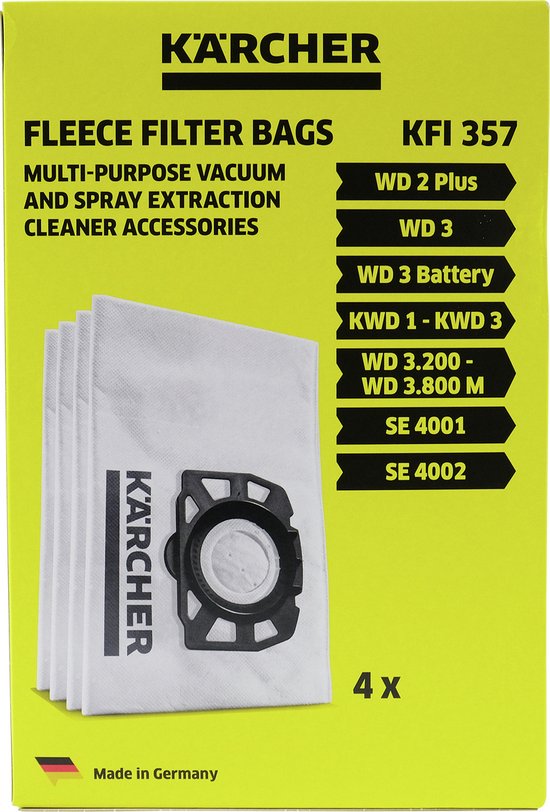 Sac pour aspirateur - Aspirateur Kärcher - Sacs de rechange - 4 pièces