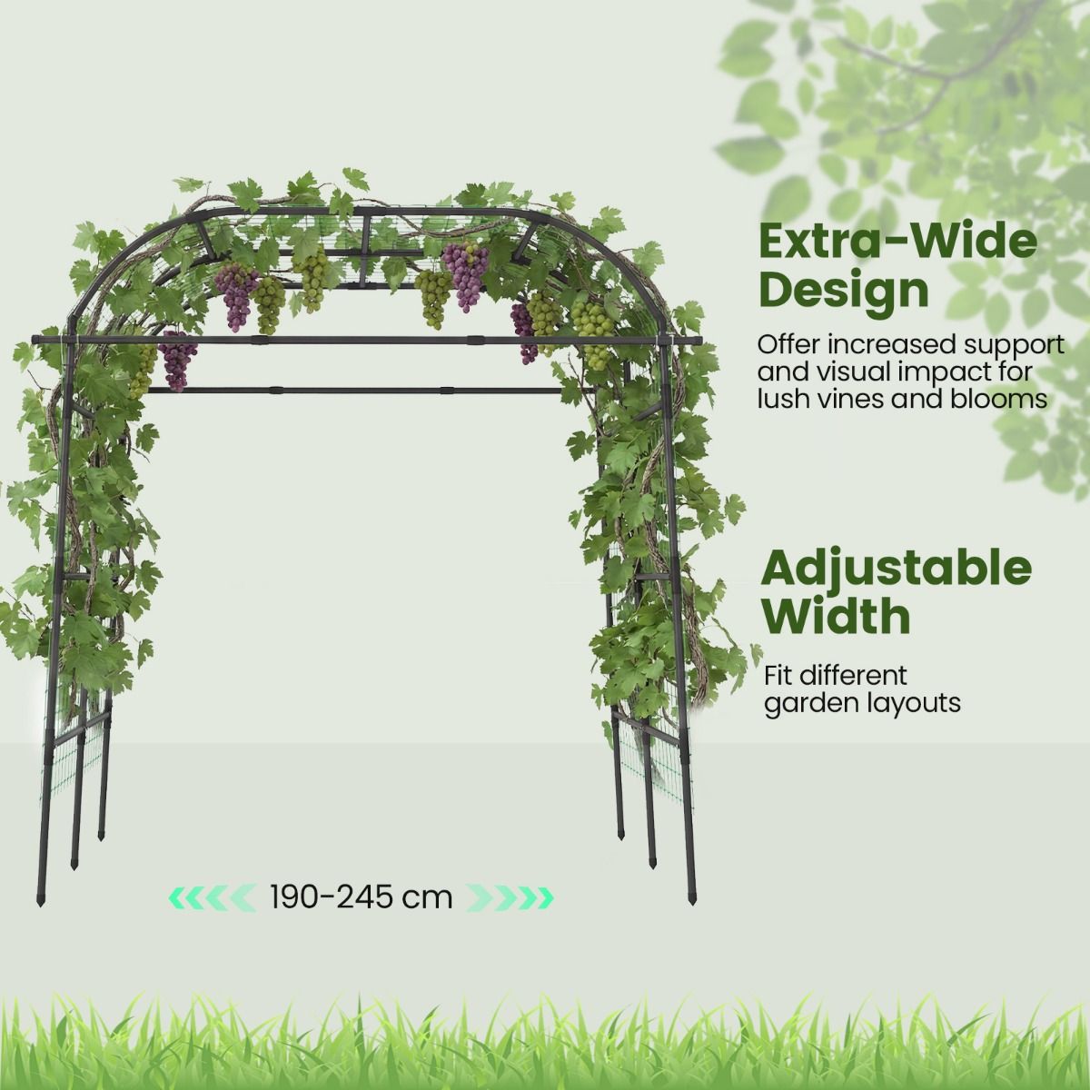 Arceau pour plantes grimpantes Coast - Treillis de jardin en forme de U - Structure métallique - Noir - 205,5 x 181 x 230 cm
