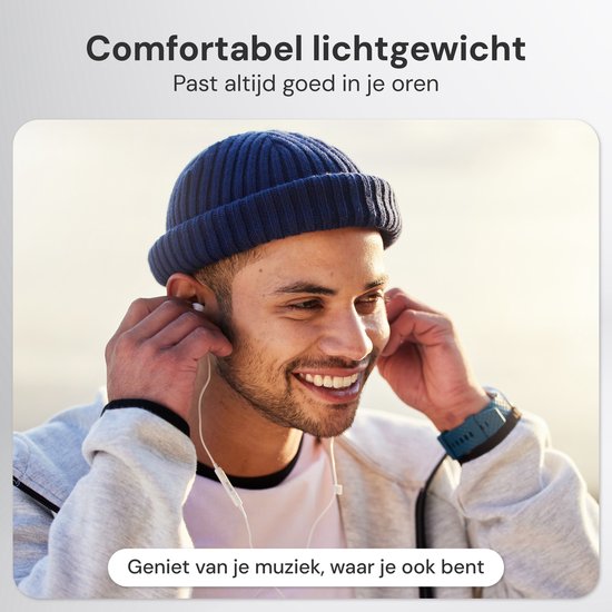 Écouteurs filaires Nuvance - Compatibles Lightning - Écouteurs intra-auriculaires filaires - Écouteurs filaires avec microphone - Blanc