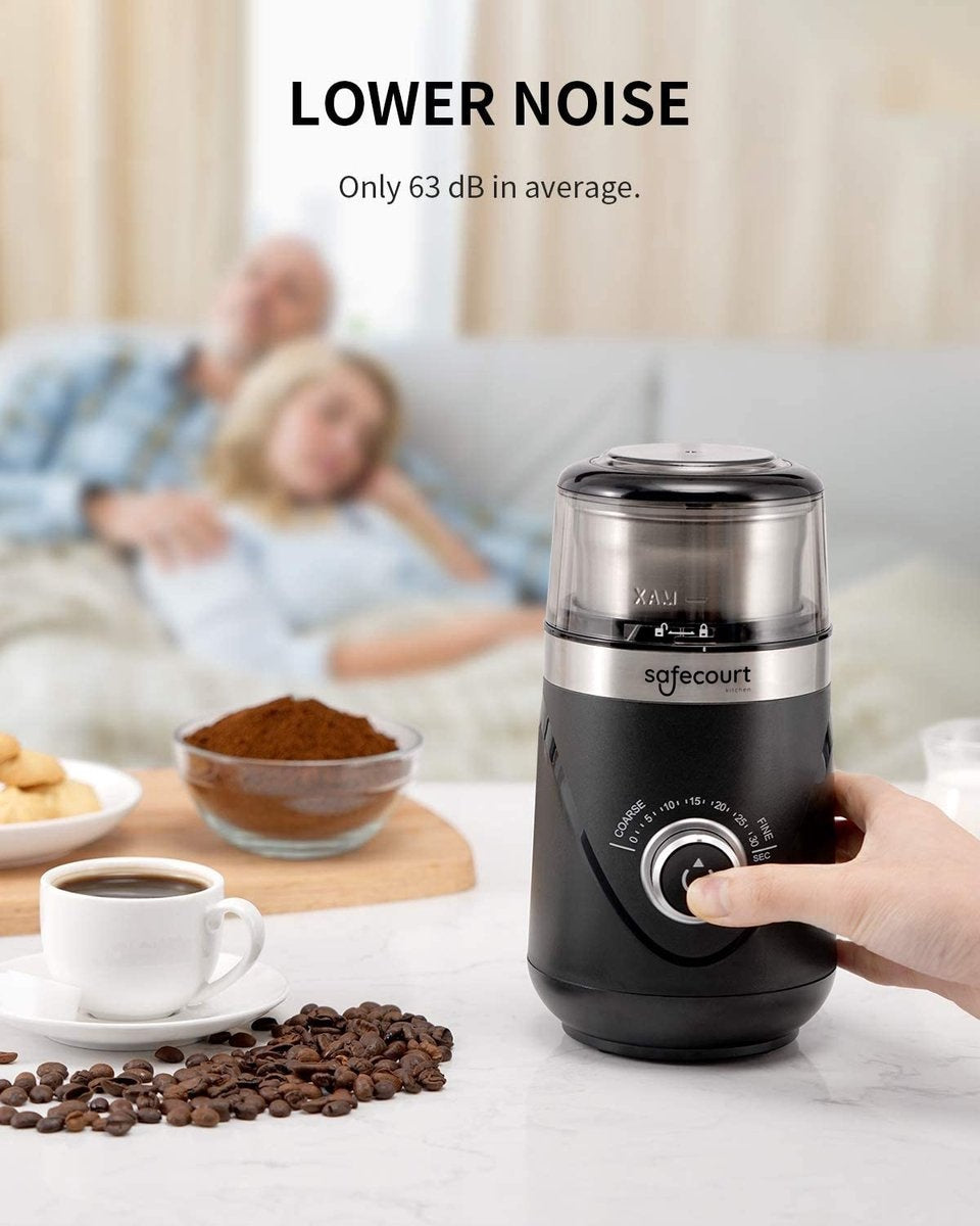 Safecourt Kitchen Electric Coffee Grinder pro - Moulin à café électrique de haute qualité - Noir