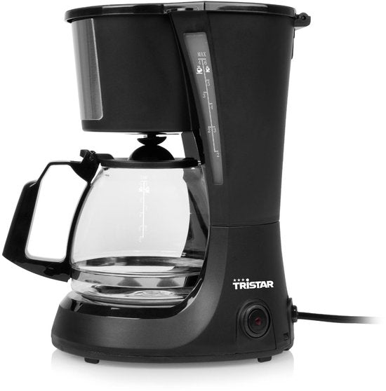 Cafetière à filtre Tristar 600 W - CM-1281 - 0,75 L, 6 tasses - Adaptée au camping - Noire