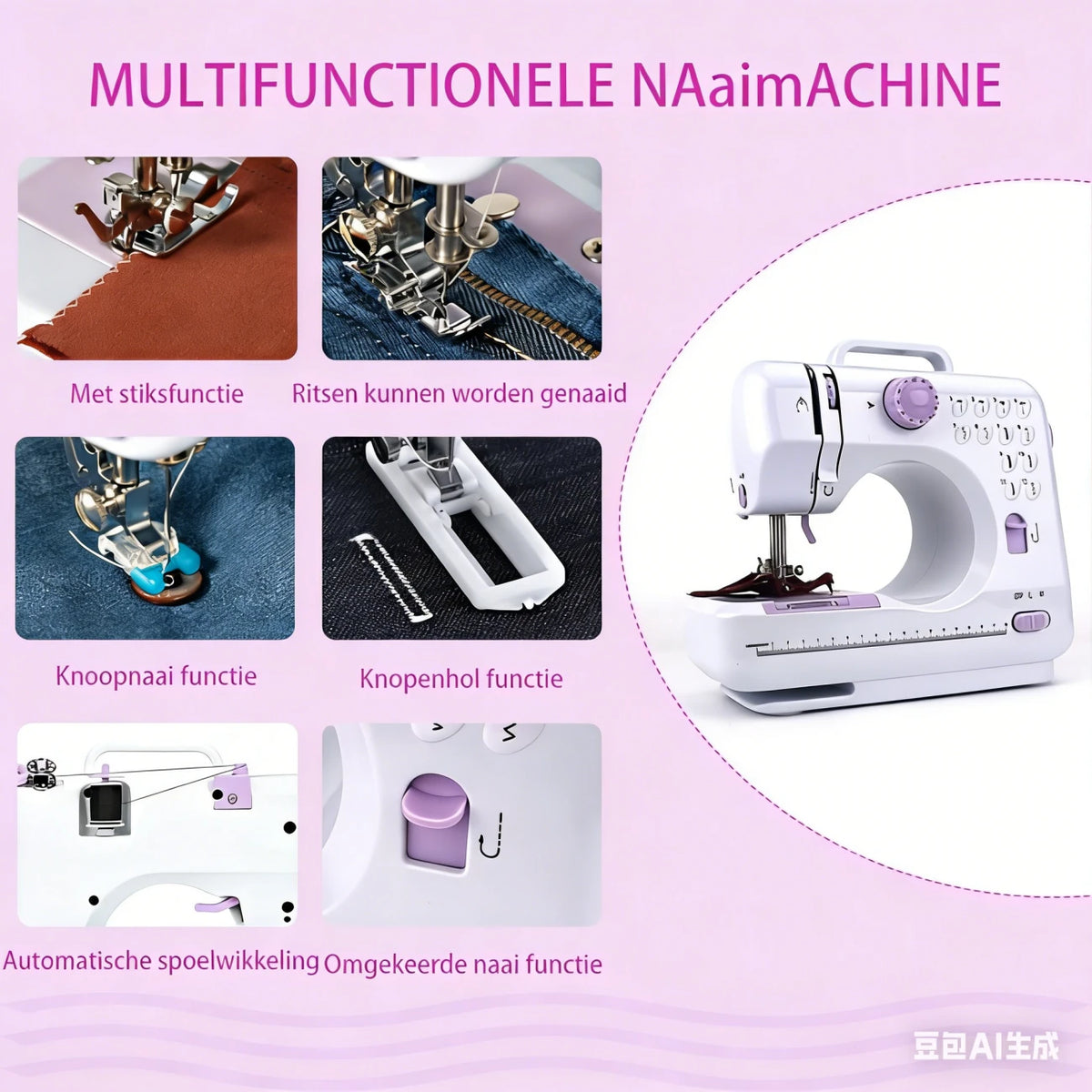 Mini-machine à coudre IAGREEA pour la maison, destinée aux débutants - petites machines à coudre avec fonction de couture en marche arrière