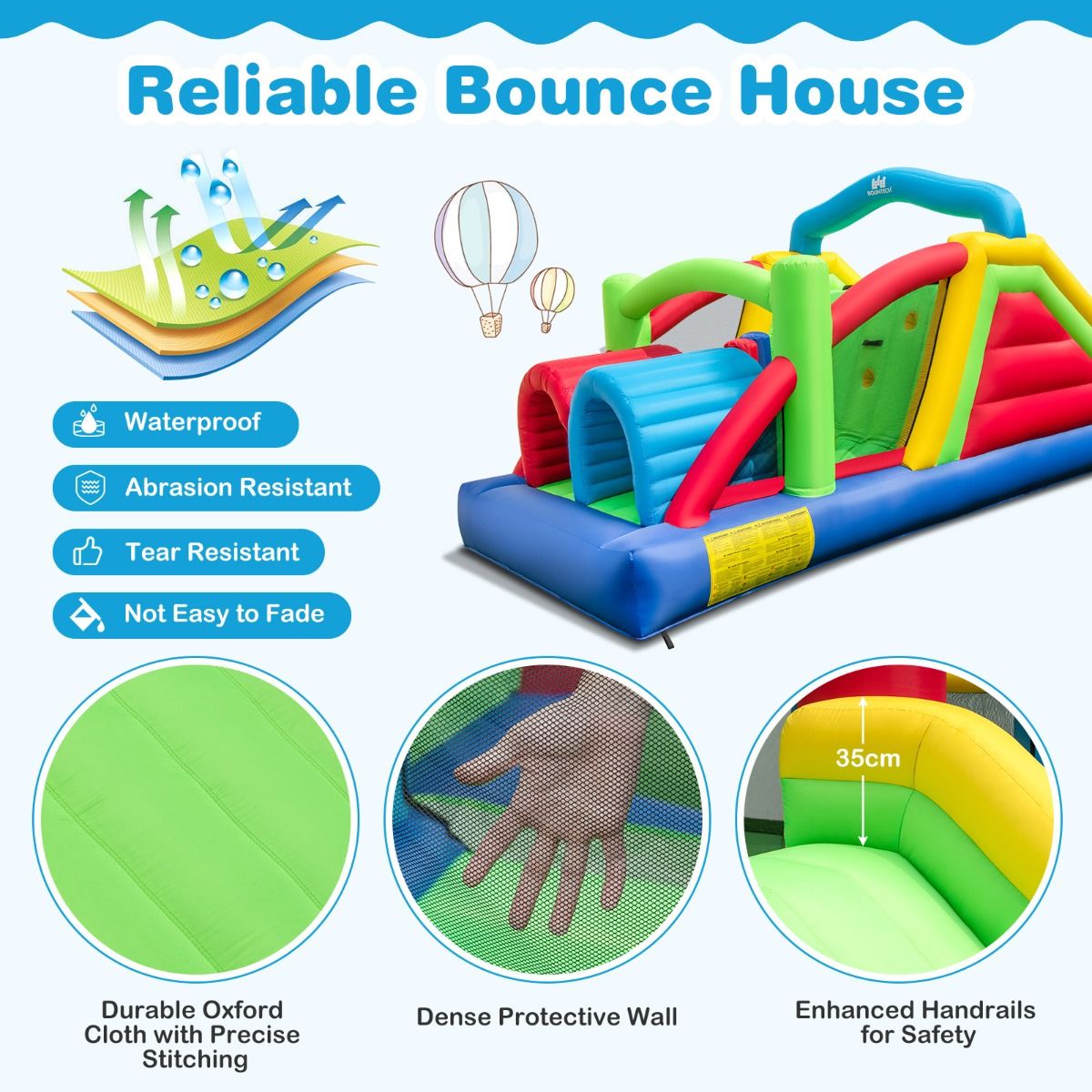 Structure gonflable Coast pour enfants - 2 toboggans - Tunnels et mur d'escalade - Multicolore