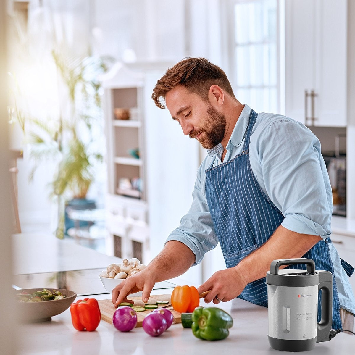 Machine à soupe KitchenBrothers  - Blender - jusqu'à 800W - 1.2L - inox/noir