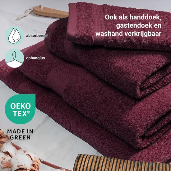 Serviettes DoubleDry XL 70 x 140 - lot de 6 - qualité hôtelière 500 g/m² - 6 x rouge bordeaux