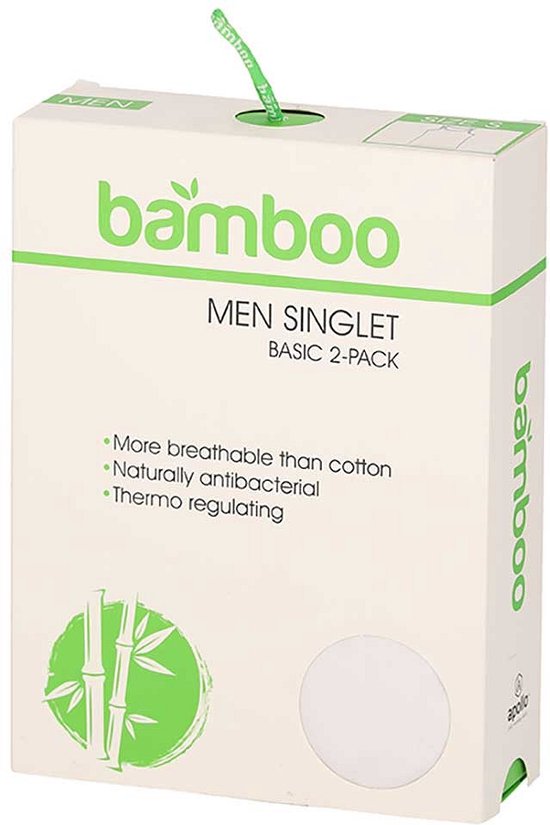 Bambou - Chemises Homme - Sous-vêtement Homme - Lot de 2 - Blanc - XXL - Débardeur Homme - Singlet Homme - Bambou - Apollo