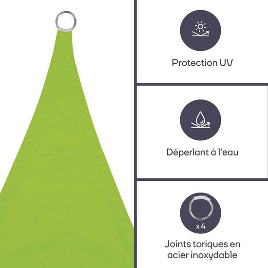 Perel Toile d'ombrage, hydrofuge, 3,6 x 3,6 m, 160 g/m², polyester, carré, vert lime