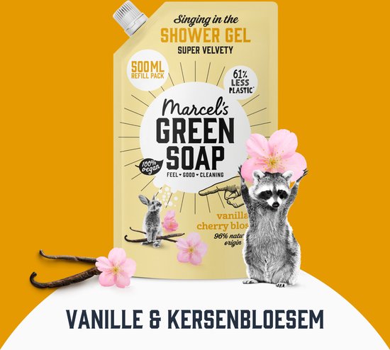 Recharge de gel douche Marcel's Green Soap - Vanille et fleur de cerisier - 500 ml