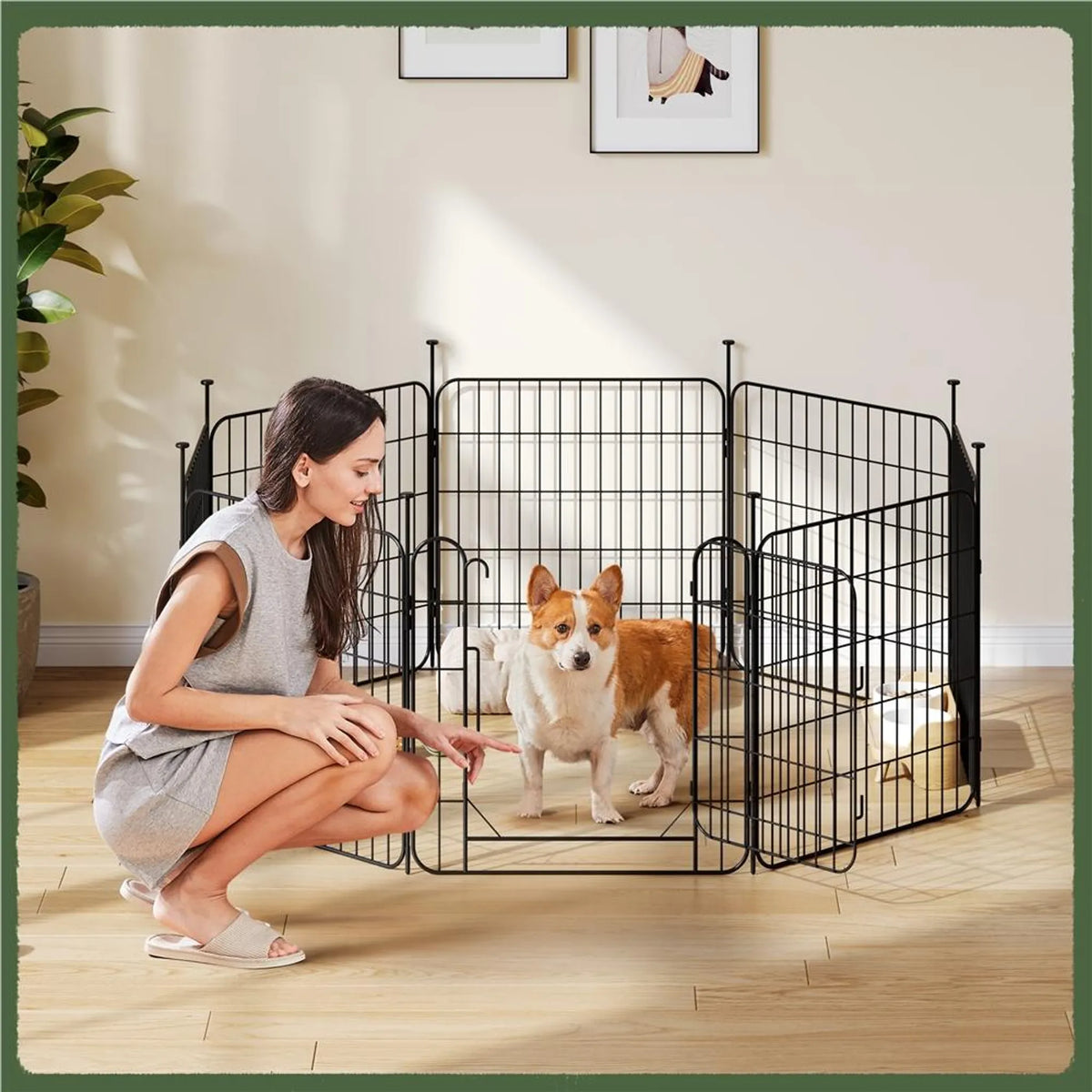 Yaheetech : enclos pour chien sûr et modulable, composé de 8 éléments, 60 cm – Noir mat – Métal