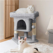 Arbre à chat Yaheetech 58 cm – avec maisonnette et poteaux en sisal, gris clair