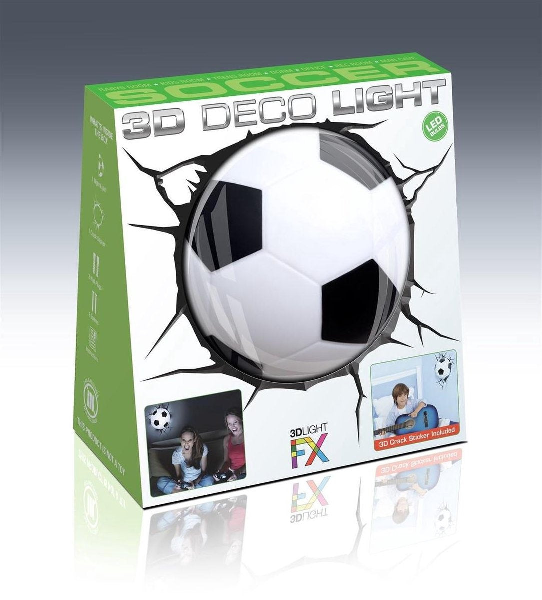 Gadgy Football Veilleuse Enfants - Veilleuse murale Chambre d'enfant avec autocollant mural - Fonction minuterie - Lampe murale LED alimentée par piles