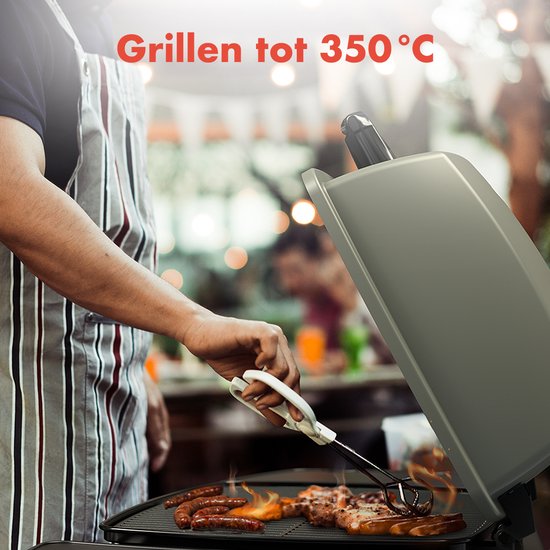 KitchenBrothers Gas BBQ - Barbecue de table et sur pied - Barbecue de table - Antiadhésif - Surface de grillade 37x48 cm - Noir