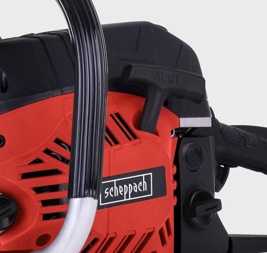 Tronçonneuse à essence Scheppach CSP560s - 56 cm³, 2 temps - 2 300 W - réservoir de 0,55 L - lame de 51 cm - lunettes de sécurité et protections auditives incluses