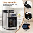 Cafetière Northix avec moulin à grains - 8 tasses - 1 L - Minuterie - Noir/Argent