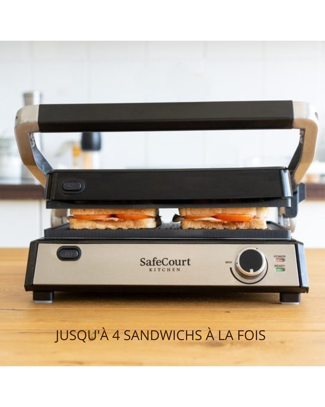 Grill 3 en 1 - Safecourt Kitchen - Grill multifonctions - Plaques amovibles - 2000W - noir