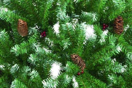 Cadeaux de Noël Arbre de Noël artificiel - Epicéa avec pommes de pin - Décoration de Noël pour l'intérieur - 1024 Tops - 210 cm - Vert