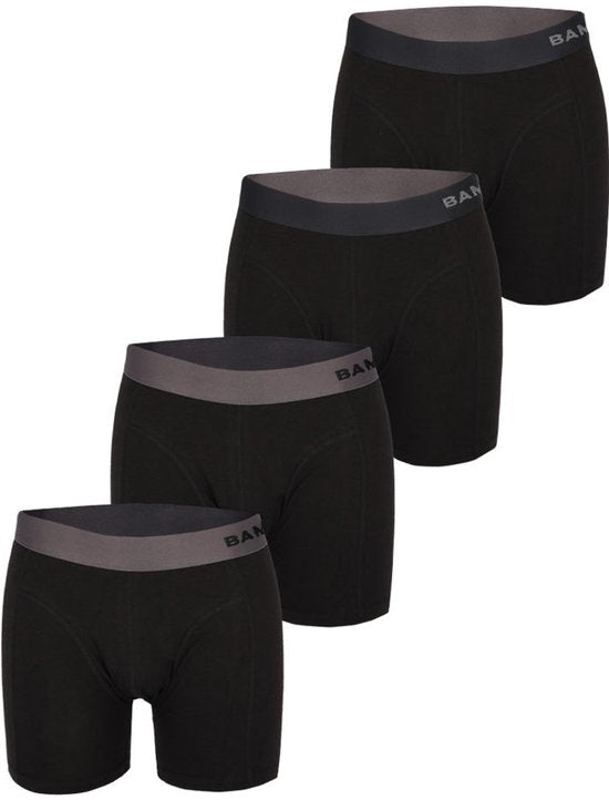 Bamboo Elements - Boxers pour hommes - Bambou - Lot de 4 - Noir - Sous-vêtements pour hommes - Sous-vêtements masculins - Boxers - Boxers en bambou pour hommes
