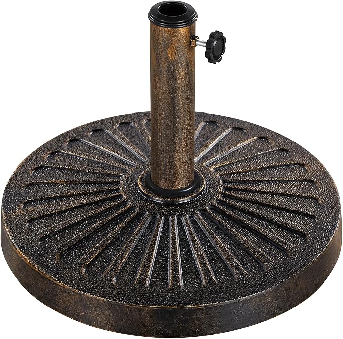 Pied de parasol Yaheetech 46 x 46 cm – Pour mâts de parasol de Ø 3,8 et 4,8 cm – Résistant aux intempéries