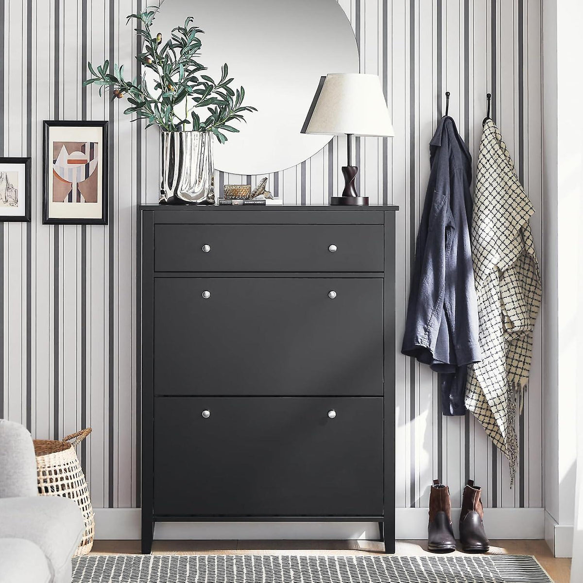 SoBuy - Meuble à chaussures - Noir - 78x24x108 cm