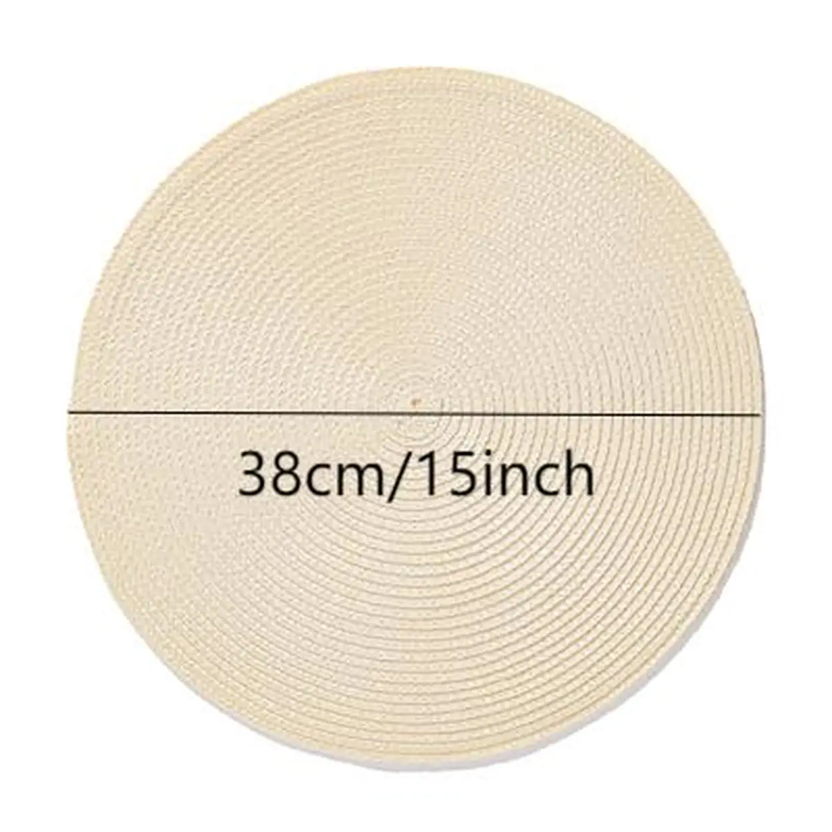 Sets de table ronds tressés - Lot de 6 - Lavables - Ø 38,1 cm - Beige