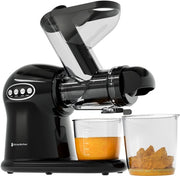 KitchenBrothers Slowjuicer XL - Presse-agrumes - Presse-légumes et fruits - Alimentation 43 mm et 70 mm - 500 ml - Noir
