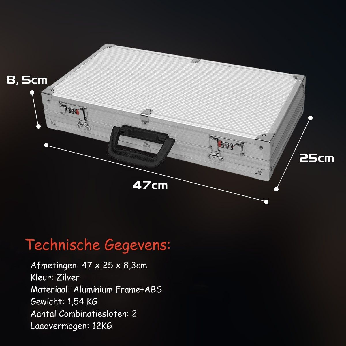 Mallette de protection côtière avec mousse de protection - Aluminium - Ignifuge - 47 x 25 x 8 cm