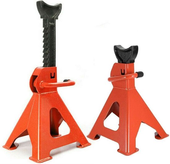 Perel Jeu de supports d'essieu réglables, 2 pièces, hauteur de levage max. 430 mm, chargeable jusqu'à 2 tonnes (chaque), acier, orange