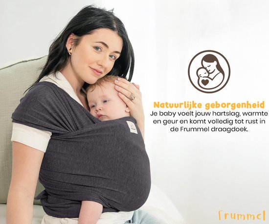 Écharpe porte-bébé Frummel, gris foncé - Porte-bébé - Écharpe porte-bébé - Porte-bébé - Écharpe pour bébé - Bébé 0-36 mois - Nouveau-né