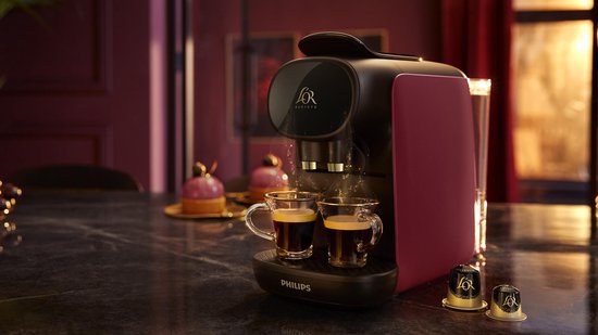 Machine à café Philips L'OR Barista Sublime LM9012/50 - Compatible avec les capsules - Machine à café à capsules avec 9 capsules Espresso et Barista - Noir et rouge