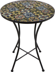 Table de bistrot AXI Amélie - Yellow Breeze – Table de jardin en métal – Ronde – 60 x 60 x 75 cm - Effet mosaïque – Incrustée de carreaux en céramique – Pour le jardin, la terrasse et le balcon