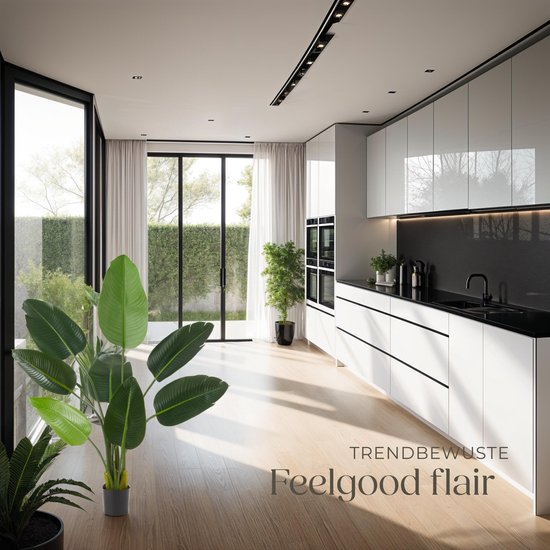 tectake® Arbre à oiseaux de paradis Tropic - Strelitzia - Plante artificielle fidèle à la nature avec des feuilles détaillées et un pot de fleurs robuste - Facile d'entretien et polyvalent - Hauteur : 120 cm